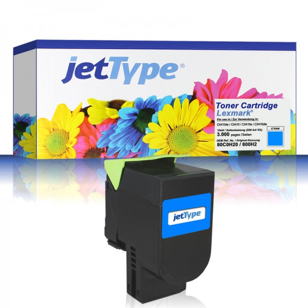 jetType Toner kompatibel zu Lexmark 80C0H20 800H2 cyan 3.000 Seiten 1 Stück