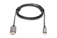 DIGITUS - Adapterkabel - 24 pin USB-C männlich zu HDMI männlich - 1.8 m - Schwarz - 4K Unterstützung, unterstützt 21:9 Kinoformat