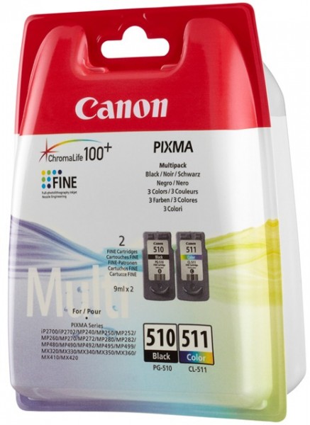 Canon Tinte Multipack 2970B011 PG-510 / CL-511 Schwarz + Color BK = 220 Seiten / Color = 298
