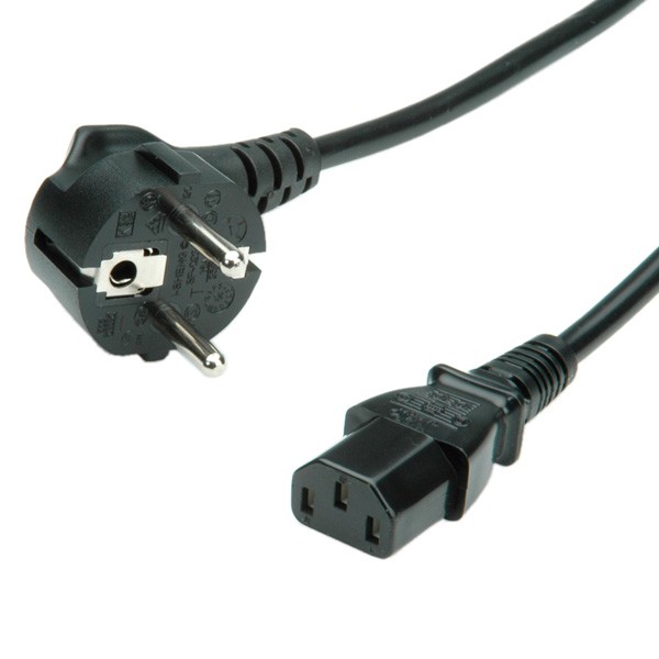 VALUE - Stromkabel - IEC 60320 C13 zu CEE 7/7 (M) - Wechselstrom 250 V - 1.8 m - 90° Stecker - Schwarz - für VALUE Switch