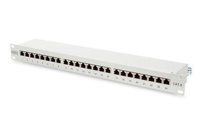 DIGITUS DN-91624S - Patch Panel - CAT 6 - RJ-45 X 24 - Grau, RAL 7035 - 1U - 48.3 cm (19")