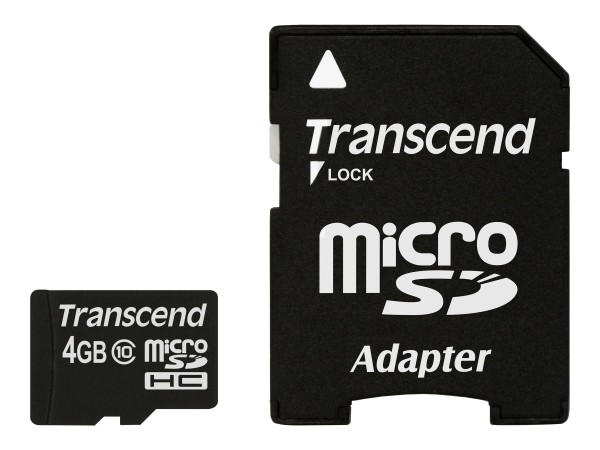 Transcend Premium - Flash-Speicherkarte (microSDHC/SD-Adapter inbegriffen) - 4 GB - Class 10 - 133x - microSDHC