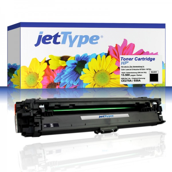 jetType Toner kompatibel zu HP CE270A 650A schwarz 13.500 Seiten 1 Stück