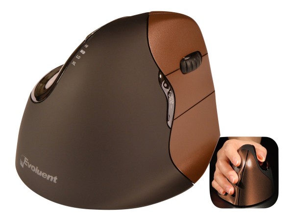 Evoluent VerticalMouse 4 Small - Vertical mouse - Für Rechtshänder - optisch - 6 Tasten - kabellos - 2.4 GHz - kabelloser Empfänger (USB)