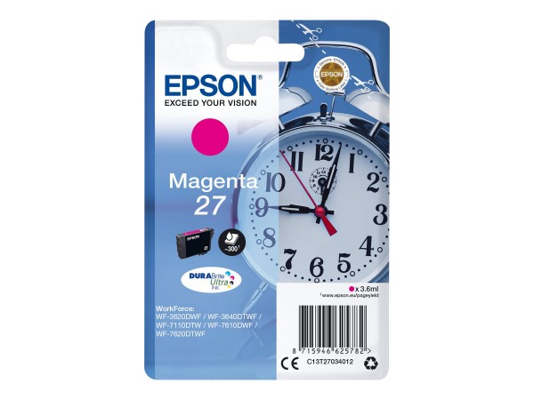 Epson 27 - 3.6 ml - Magenta - Original - Tintenpatrone - für WorkForce WF-3620, WF-3640, WF-7110, WF-7210, WF-7610, WF-7620, WF-7710, WF-7715, WF-7720