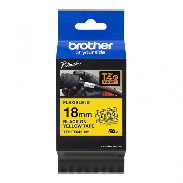 Brother TZe-FX641 - Schwarz auf Gelb - Rolle (1,8 cm x 8 m) 1 Kassette(n) Flexitape - für Brother PT-D600; P-Touch PT-3600, D400, D450, D600, D800, E550, H101, P750, P900, P950