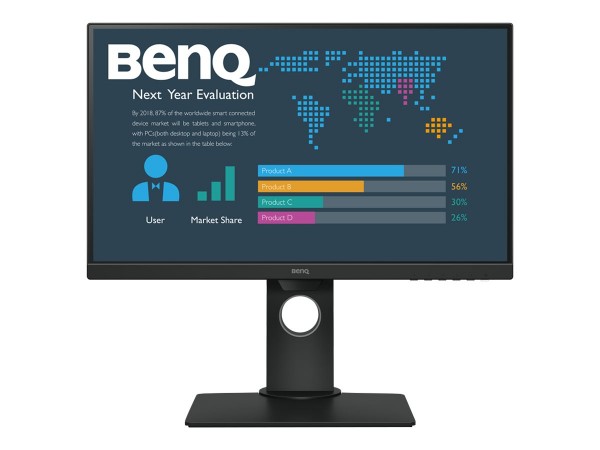 BenQ BL2480T - BL Series - LED-Monitor - 60.5 cm (23.8") - 1920 x 1080 Full HD (1080p) - IPS - 250 cd/m² - 1000:1 - 5 ms - HDMI, VGA, DisplayPort - Lautsprecher - Schwarz