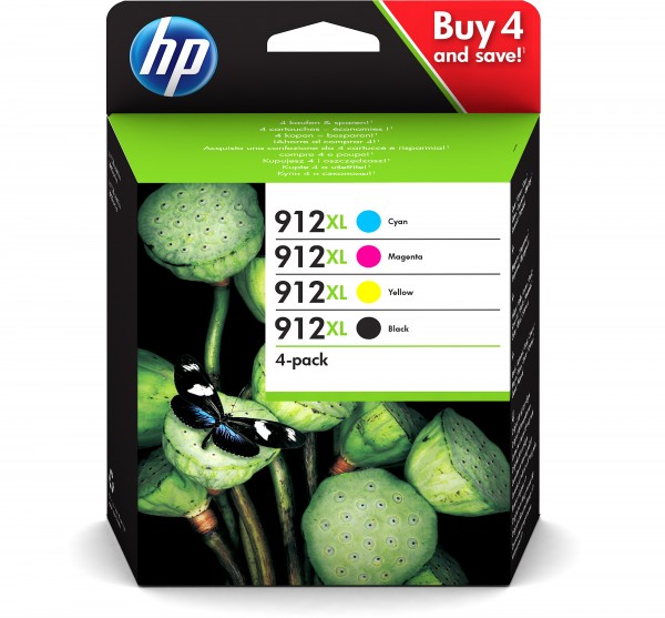 HP Tinte Multipack 3YP34AE 912XL BK/C/M/Y BK = 825 Seiten / CMY = je 825 Seiten BK = 21,7 ml / CY