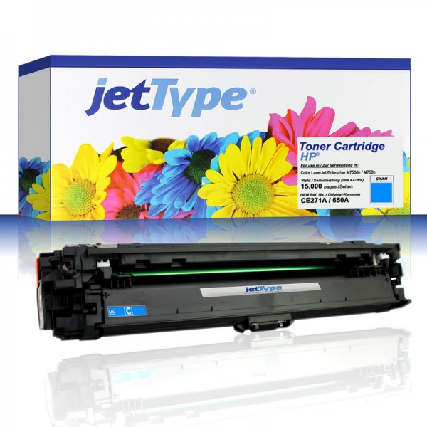 jetType Toner kompatibel zu HP CE271A 650A cyan 15.000 Seiten 1 Stück