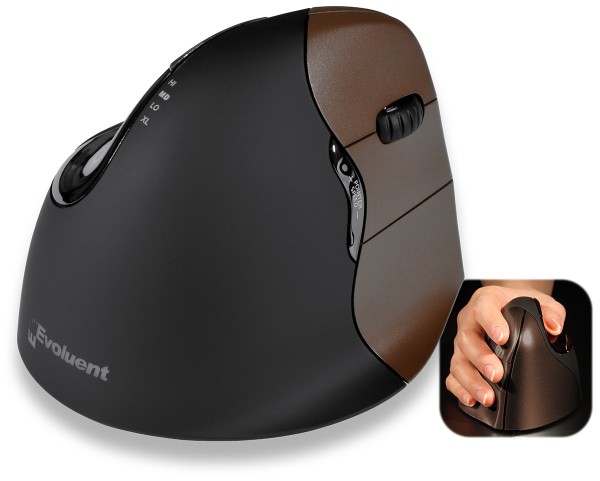 Evoluent VerticalMouse 4 Small - Vertical mouse - Für Rechtshänder - optisch - 6 Tasten - kabellos - 2.4 GHz - kabelloser Empfänger (USB)