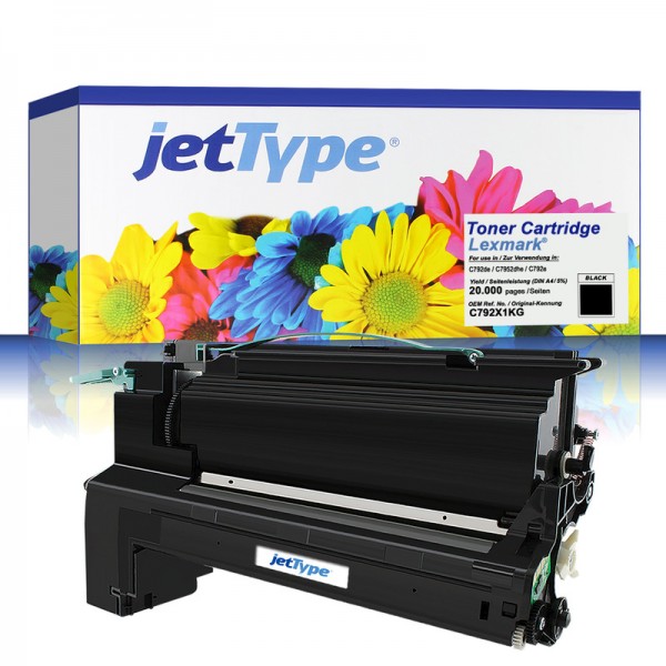 jetType Toner kompatibel zu Lexmark C792X1KG schwarz 20.000 Seiten 1 Stück