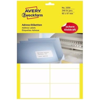 Avery Zweckform Adressetikett 3350 95x47mm weiß 240 St./Pack.