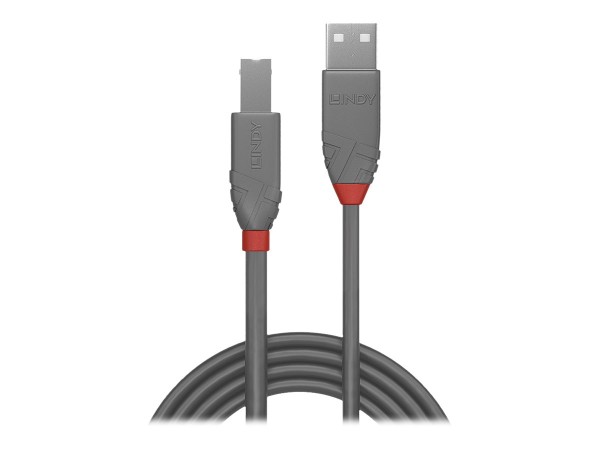 Lindy Anthra Line - USB-Kabel - USB (M) bis USB Typ B (M) - USB 2.0 - 2 m - rund - Grau