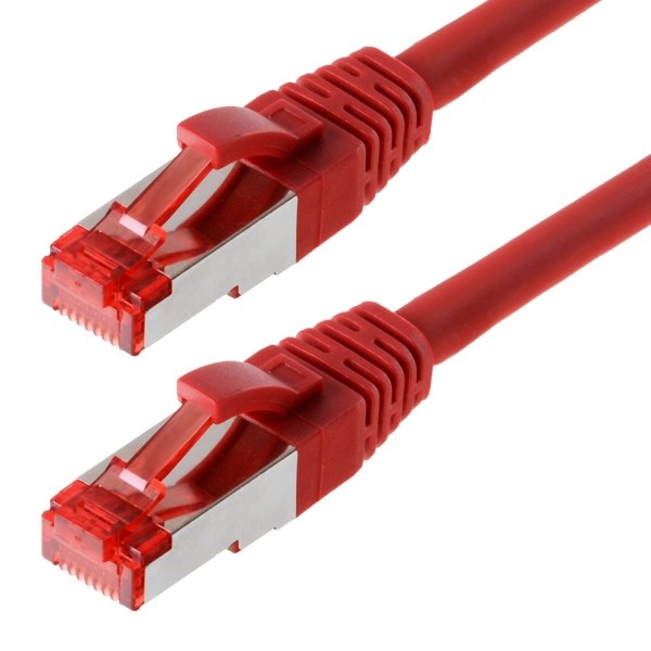 Helos - Patch-Kabel - RJ-45 (M) bis RJ-45 (M) - 1 m - SFTP, PiMF - CAT 6 - halogenfrei, geformt, ohne Haken - Rot